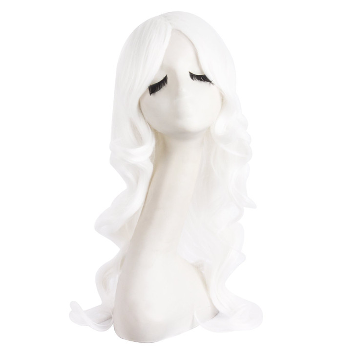 MapofBeauty 24 Inch60cm Charming Synthetic Fiber Long Wavy Hair Wig Women Party Full Wig White