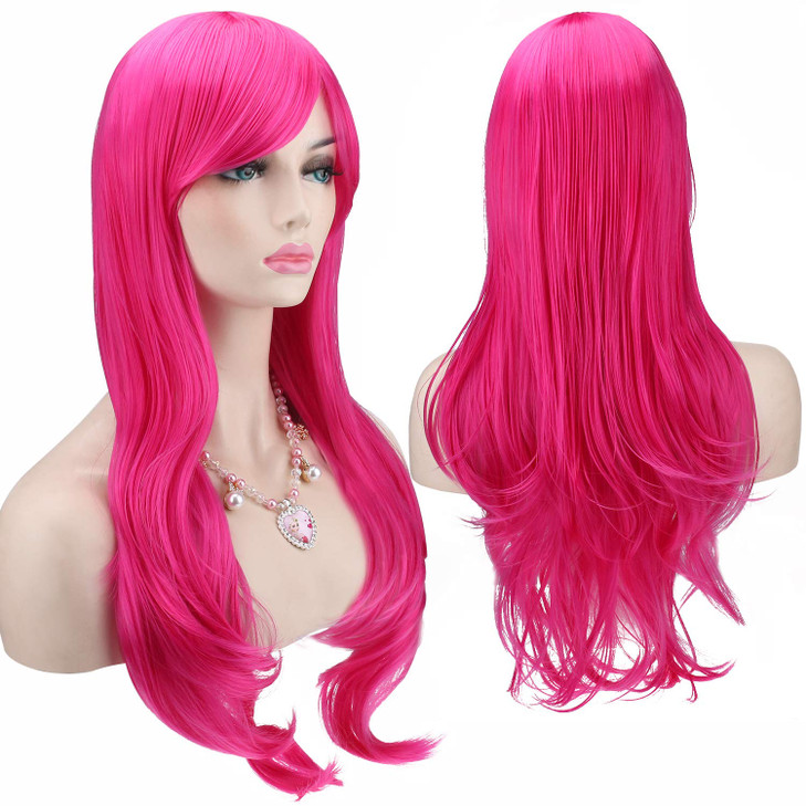 Akstore 28 inch Fashion Wigs Long Wavy Curly Hair Cosplay Wig Rose