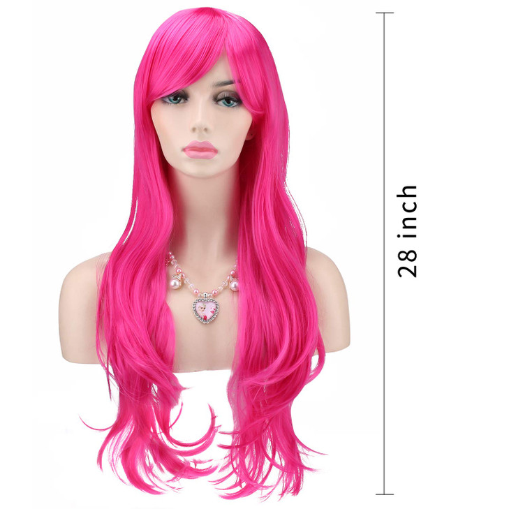 Akstore 28 inch Fashion Wigs Long Wavy Curly Hair Cosplay Wig Rose