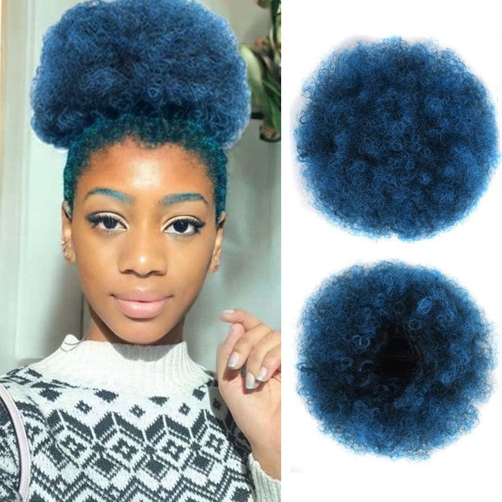 nevermindyrhead Black Afro Puff Drawstring Ponytail Hair Extension for Black WomenShort Synthetic Afro Puff Ponytail for