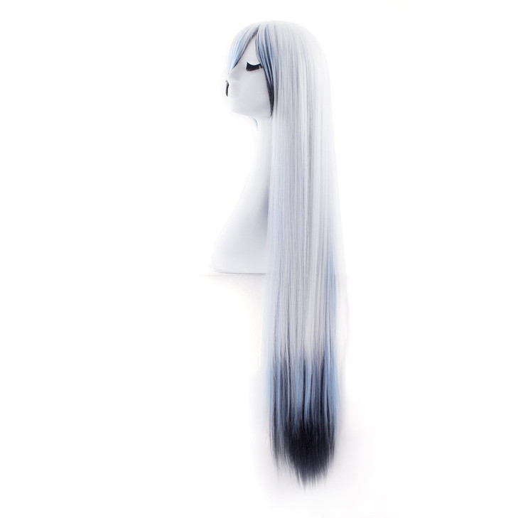 MapofBeauty 40 100cm Anime Costume Long Straight Cosplay Wig Party Wig WhiteBlueBlack