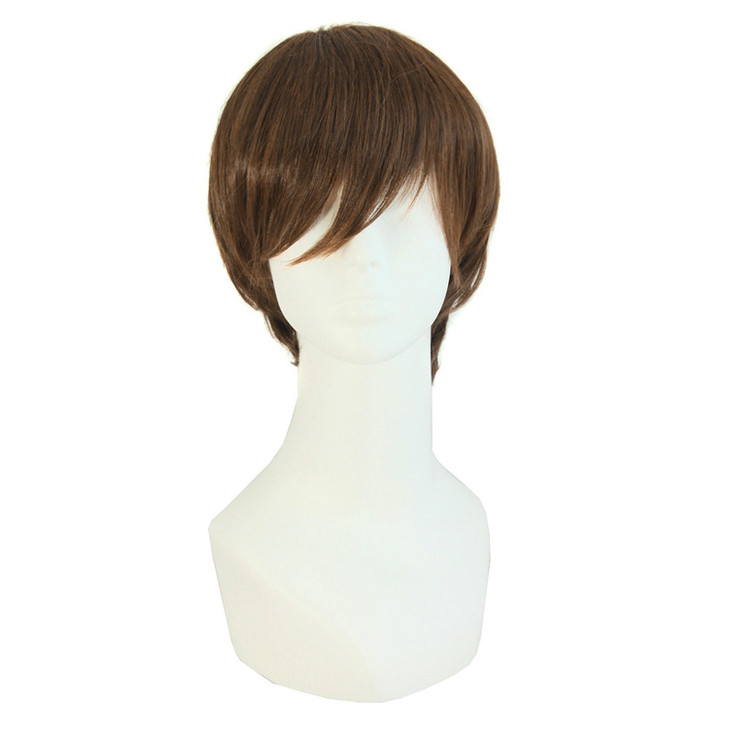 MapofBeauty Fashion Mens Short Straight Wig Brown