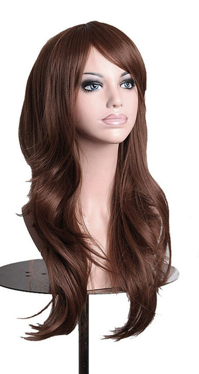 ANESHE Wigs 28 Long Wavy Hair Heat Resistant Cosplay Wig for Women Dark Brown