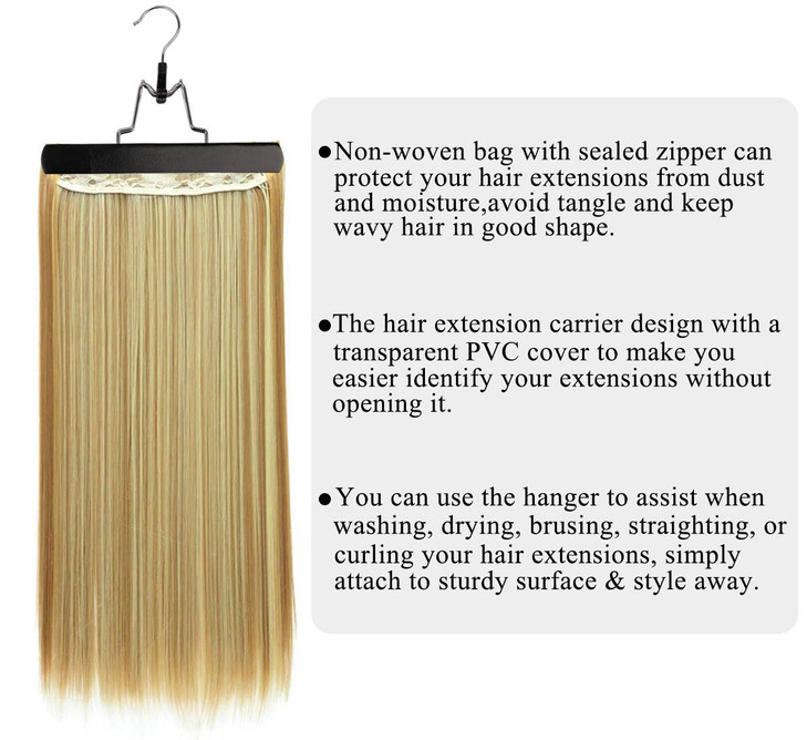 Messen 2 PCS Extra Long Hair Extension Storage Bag with Hair Extension Hanger DustProof Wigs Hairpieces Storage Bag Stro