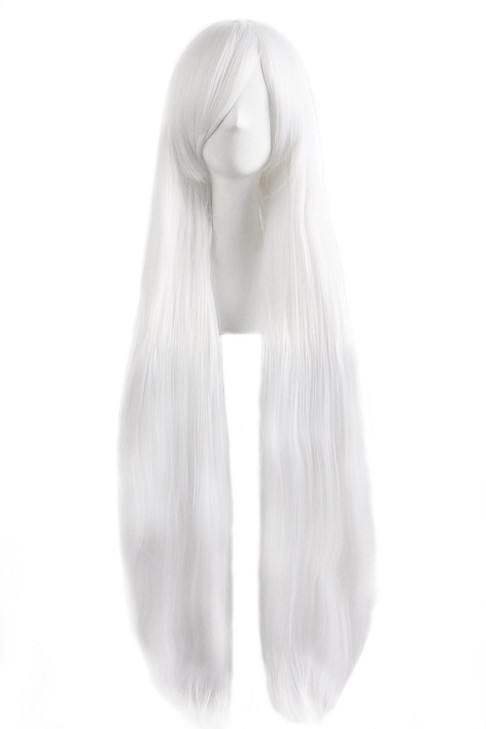 MapofBeauty 40 100cm White Long Straight Cosplay Costume Wig Fashion Party Wig