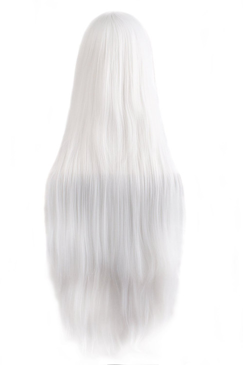 MapofBeauty 40 100cm White Long Straight Cosplay Costume Wig Fashion Party Wig
