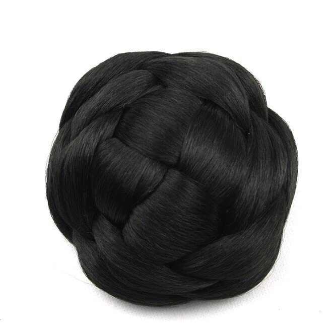 Black Lattice Effect Clip In Hair Bun Clip on Glamorous Hairpiece in Natural Black