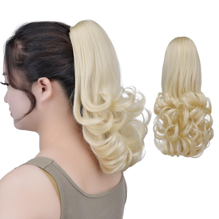 Blonde Ponytail ExtensionClaw Clip Ponytails 12in Curly 38 OZ Fake Hair Extensions Synthetic Hair pieces for Women SYXLC
