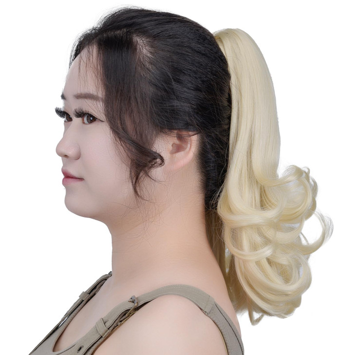 Blonde Ponytail ExtensionClaw Clip Ponytails 12in Curly 38 OZ Fake Hair Extensions Synthetic Hair pieces for Women SYXLC