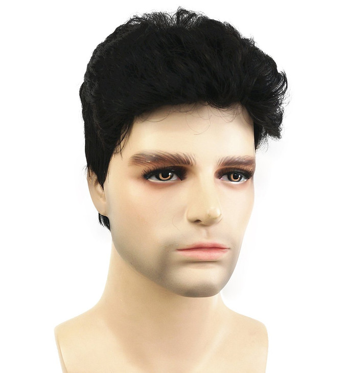Wiginway Men Short Black Straight Wig Natural Looking Daily Casual Wear Synthetic Haircut Wig 6 Inch 4RA6 Black