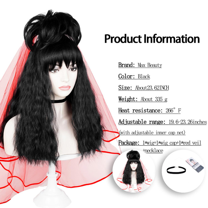 LABEAUT Black and White Wig with Bangs Short Curly Wavy Hair for Women 2021 Two Tone Half and Half Party Halloween Wig F