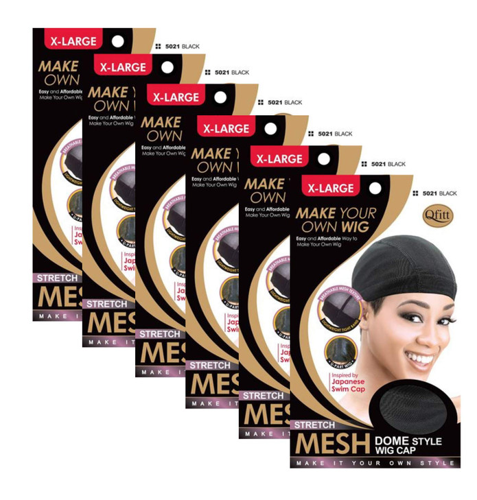 6 Pack Qfitt Mesh Dome Style Wig Cap Extra Large 5021