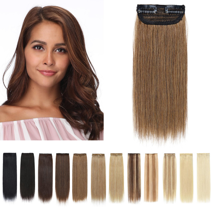 SEGO Short Hair Extensions Clip in Human Hair 8 Inch Toppers for Women Adding Volume1 Pcs 12g 06 Light Brown