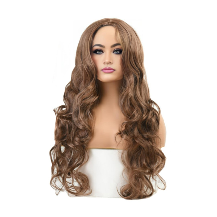 OYSRONG Long Curly Light Brown Color Wig Heat Resistant Fibre Wig For Women