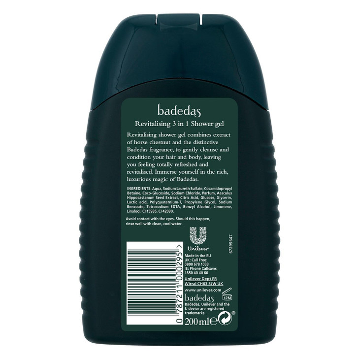 Badedas Revitalising Shower Gel Shampoo Conditioner 200ml PACK OF 2