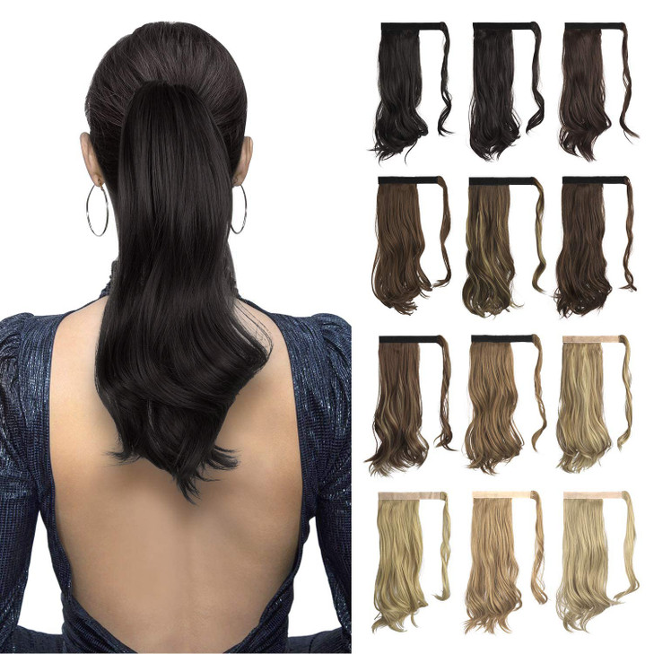 SOFEIYAN Curly Ponytail Extension 15 Inch Heat Resistant Synthetic Natural Wavy Hairpiece Wrap Around Pony Tail Hair Ext