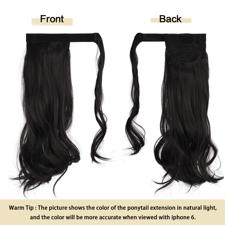 SOFEIYAN Curly Ponytail Extension 15 Inch Heat Resistant Synthetic Natural Wavy Hairpiece Wrap Around Pony Tail Hair Ext