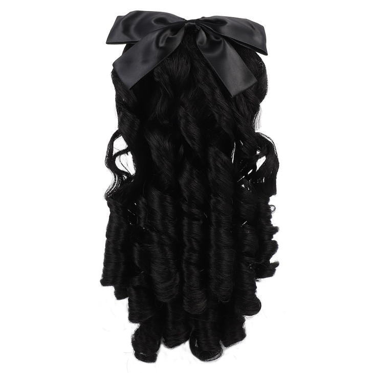Beavorty Victorian Wig Human Ringlet Wig with Bow Long Curly Ponytail Hairpiece Polyester