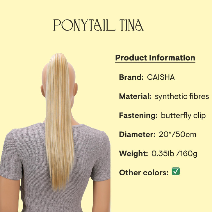 CAISHA 20 Hairpiece Ponytail Clip On Extensions With Butterfly Claw Straight Blond Mix H155