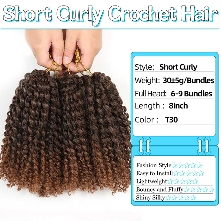 8 Inch Short Passion Twist Hair 6 Bundles Kinky Curly Crochet Hair for Black Women Curly Braiding Hair Crochet Braids Ha
