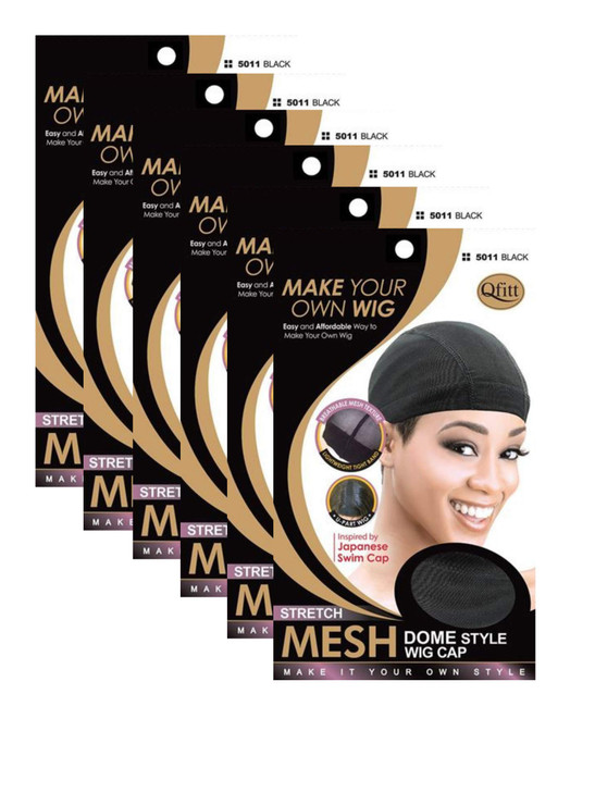 6 Pack Qfitt Mesh Dome Style Wig Cap 5011