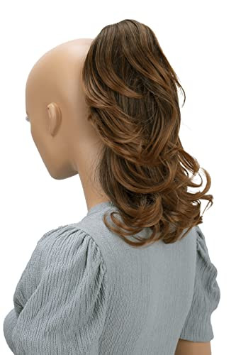 CAISHA 14 Wavy Clip On Ponytail With Butterfly Clip Hairpiece Heatresistant Synthetic Fibres Brown Mix H96