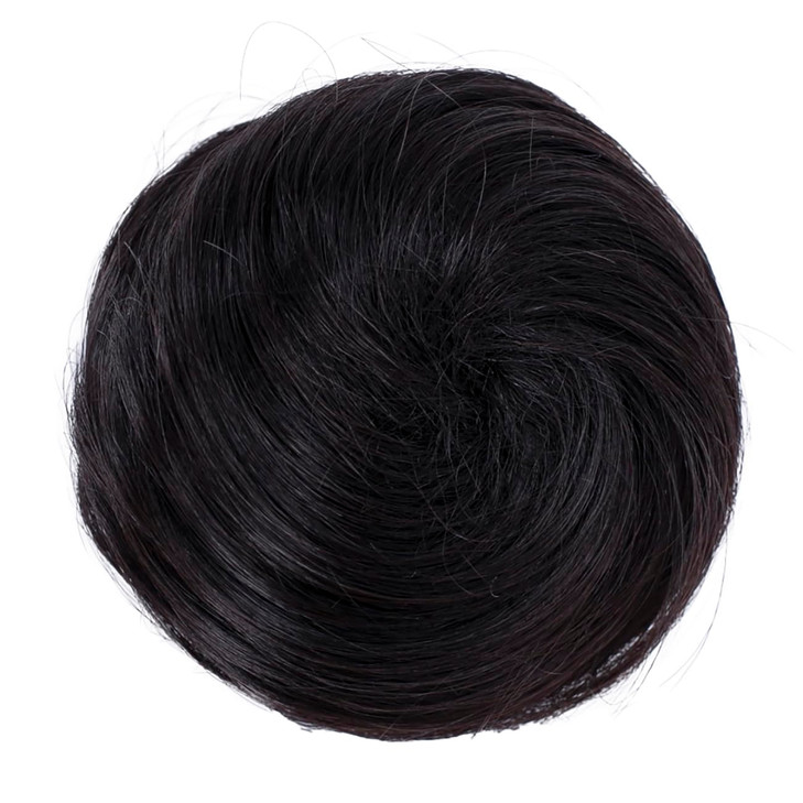 CAISHA 100 HUMAN HAIR Bun Updos Hair Piece Hepburn Scrunchie Natural Black H311f