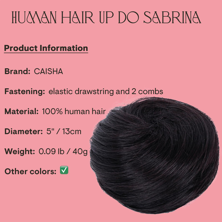 CAISHA 100 HUMAN HAIR Bun Updos Hair Piece Hepburn Scrunchie Natural Black H311f