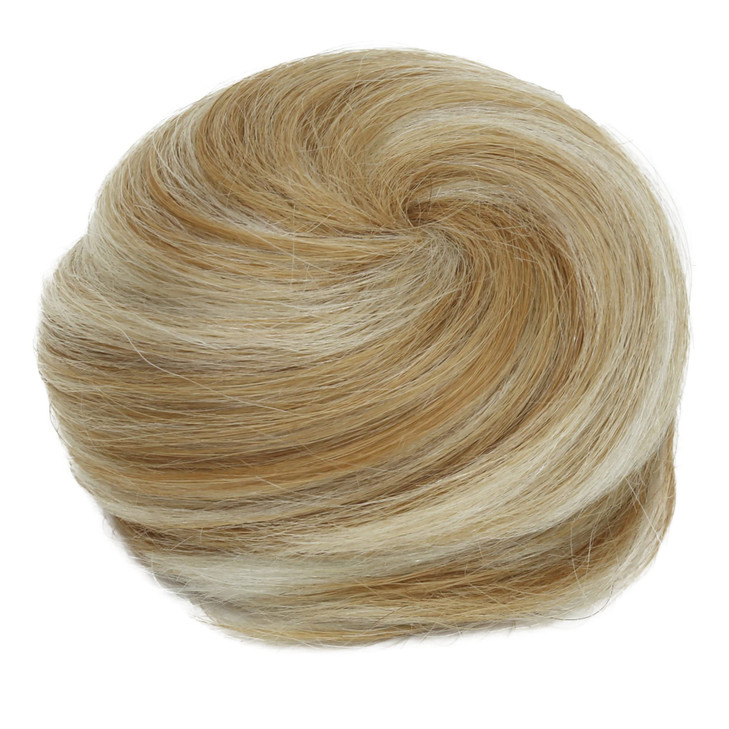 CAISHA 100 HUMAN HAIR Bun Updos Hair Piece Hepburn Scrunchie Dark Blonde Mix H311o