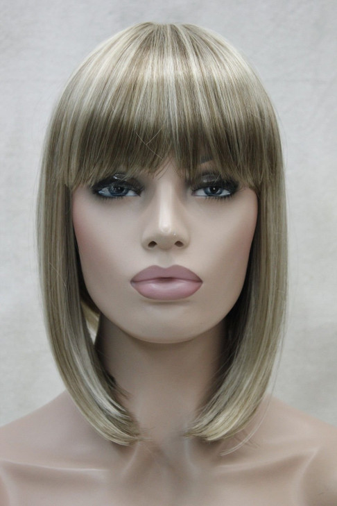 Lydell 10 Short Straight Bob Wigs No Part Full Synthetic Hair Wig H16613 Blonde Highlighted