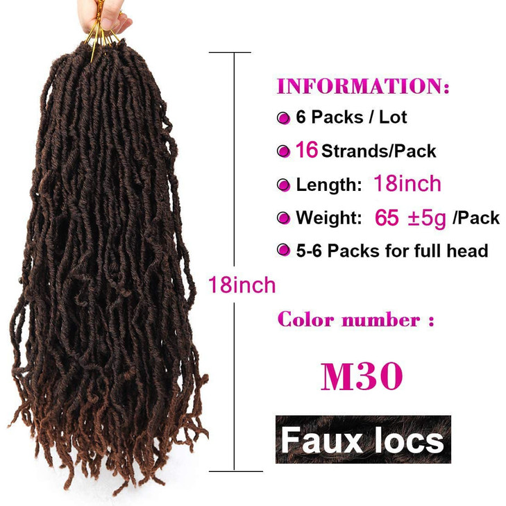 Youngther New Faux Locs Crochet Hair 18 inch Most Natural New Soft Locs Crochet Hair 6 Packs Synthetic Crochet Hair for