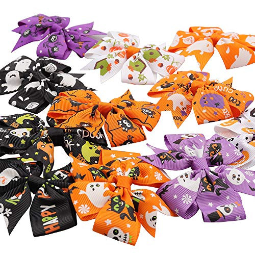 Coobbar 12pcs 3In Halloween's Day Bow Knot Hair Pins Handmade Hair Accessories online at globaldelivered