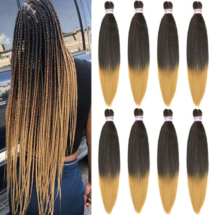 Braiding Hair8 Packs 24 Inch Pre Stretched Braiding Hair Professional Ombre Two Tone Prestretched Hair For Knotless Brai