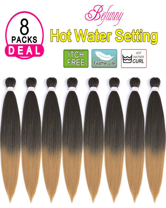 Braiding Hair8 Packs 24 Inch Pre Stretched Braiding Hair Professional Ombre Two Tone Prestretched Hair For Knotless Brai
