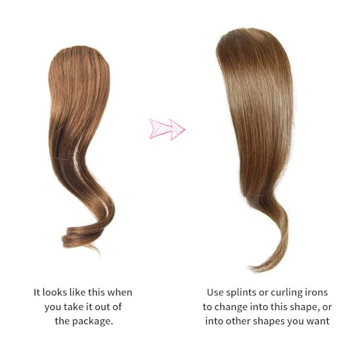 Dsoar 2PCS Wave Side Bang Clip in Bangs Real Human Hair Wave Fringe Hair ExtensionsNatural Black Color