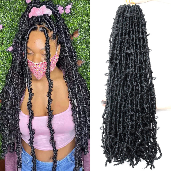 LMZIM 36 Inch Butterfly Locs Crochet Hair 5 Packs Long Distressed Soft Faux Locs Crochet Braids Locs for Black Women