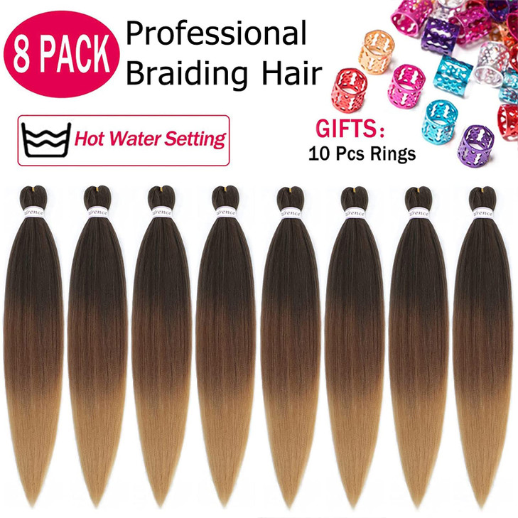 Alrence Pre Stretched Braiding Hair Long Braid 30 Inch 8 Packs Professional Braiding Hair Extensions Synthetic Crochet T