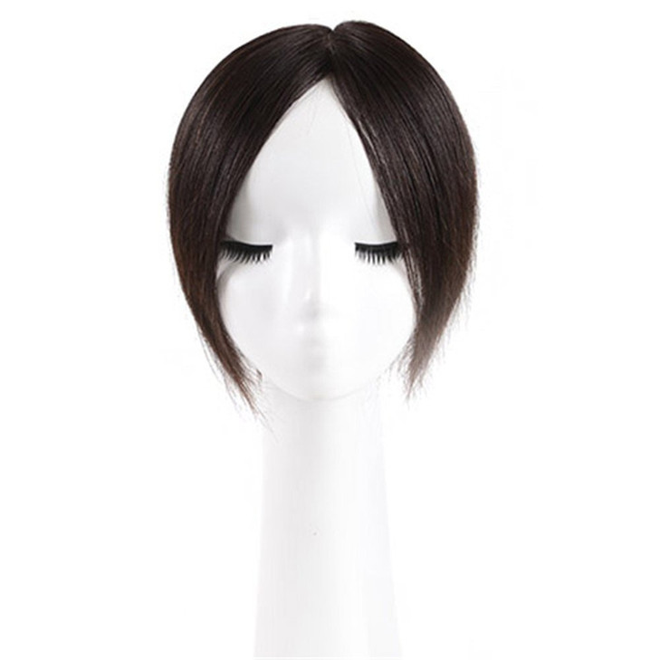 RemeeHi Short Straight Human Hair Toppers 18cm Hand Made Clip in Hairpiece for Covering White Hair Tape Toupee Wiglet 5x