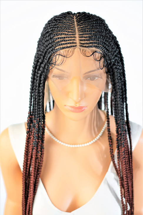 WOW BRAIDS Cornrow Center Part Braids Synthetic Lace Front Wig Ombre Color 13526 Inches Light Synthetic Hand Braided Wig