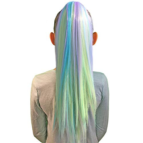 My Hair Popz Deluxe Synthetic Fiber Ponytail Hair Extensions Heat and Tangle Resistant Colored Hair Extensions for Kids