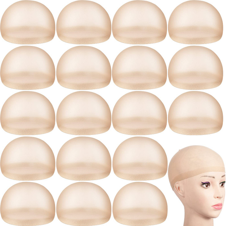 Waydress 100 Pcs Wig Cap Elastic Medium Nylon Stocking Caps Stretchy Stocking Wig Caps Secure Your Hair Lightweight Brea