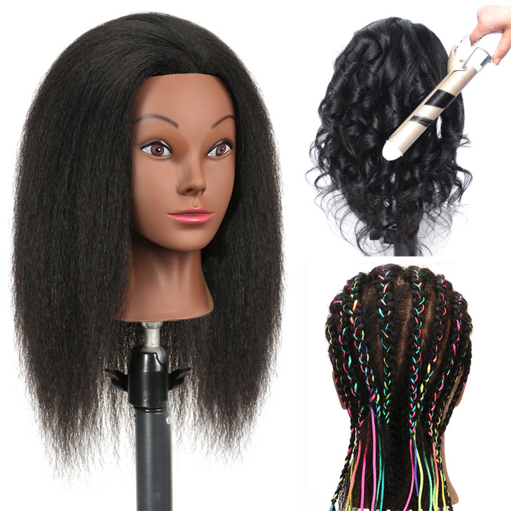 Mannequin Head with Human Hair Manikin Head 16100 Real Hair Mannequin Head Hairdresser Training Head Cosmetology Manikin