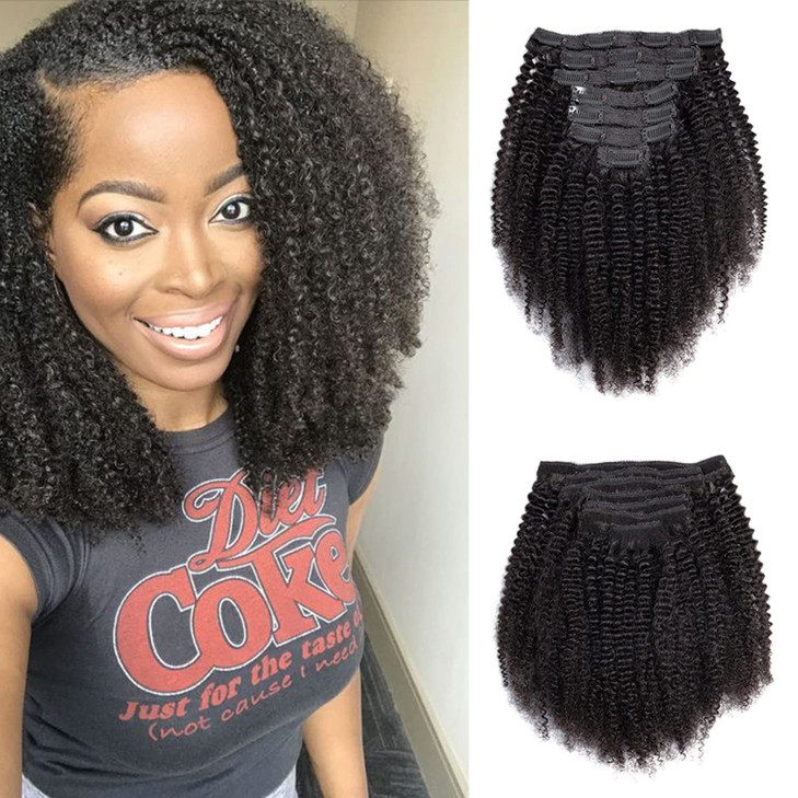 Kinky Curly Clip in Hair Extensions Real Human Hair 3C 4A Human Hair Clip in Extensions Double Weft Afro Kinky Curly Cli