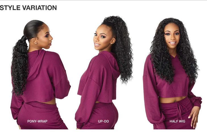 Sensationnel Instant Updown Halfwig Pony Iud 2 4 Style in 1 Half Wig And Pony Drawstring 1B OFFBLACK
