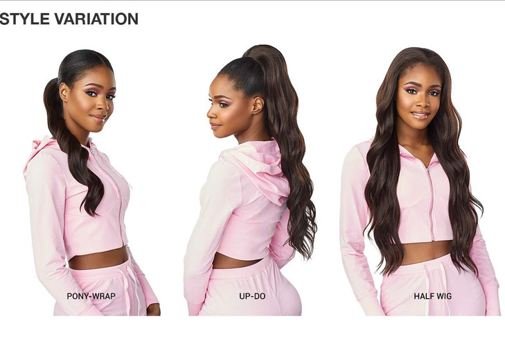 Sensationnel Instant Updown Halfwig Pony Unit 4 4 Style in 1 Half Wig and Pony Wrap 1B OFFBLACK