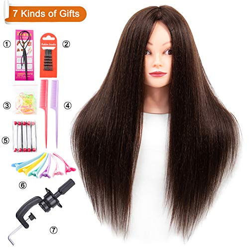 NAYOO Mannequin Head with Hair 60 Real Hair Blend LifeSize Includes Table Clamp Training mannequin head for Braiding Sty