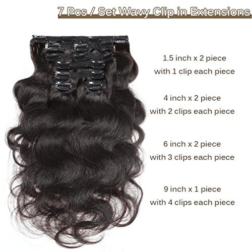 Wavy Clip in Hair Extensions Real Human Hair Urbeauty Hair Clip Ins for Black Women Human Hair Seamless Remy Body Wave B