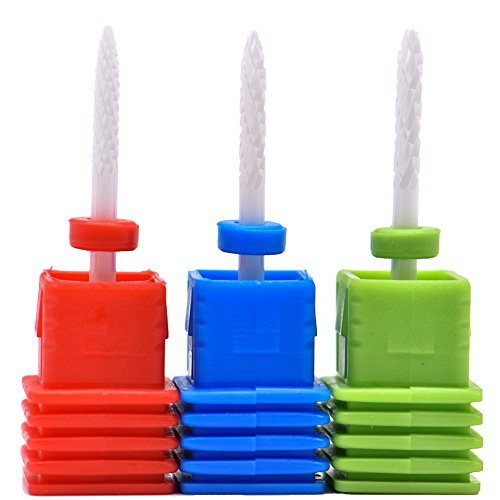 3 Pcs/Set Ceramic Nail Drill Bits Set Manicure Machine Accessories Professional Electric Nail Drill Bits for Acrylic Nails Nail Art Tools Size 3/32"