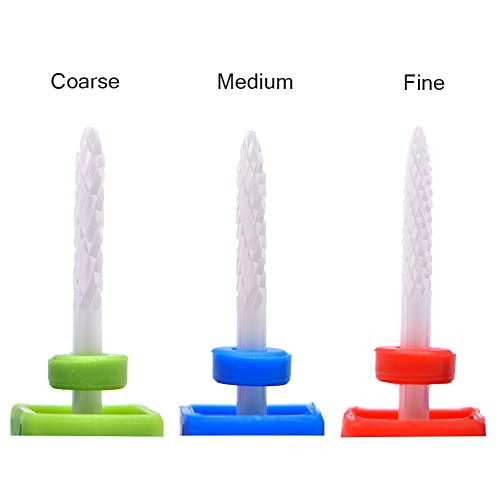 3 Pcs/Set Ceramic Nail Drill Bits Set Manicure Machine Accessories Professional Electric Nail Drill Bits for Acrylic Nails Nail Art Tools Size 3/32"