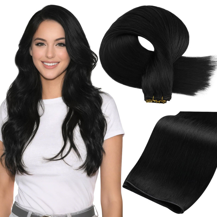 Full Shine Weft Extensions Sew In Human Hair Highlight Blonde Extensions 12 Inch Silky Straight Real Human Hair 80 Grams